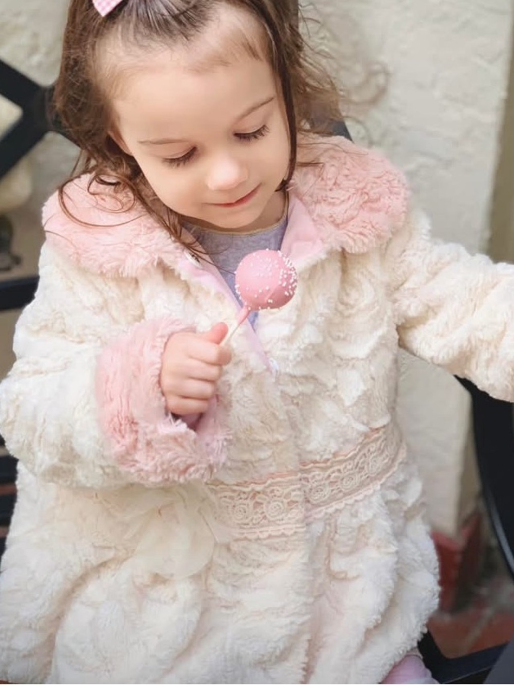 Isobella & Chloe Pink and Cream Kids Coat